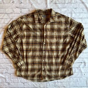 Eddie Bauer men's plaid flannel shirt brown tan XXL Button Down Outdoor Gorpcore